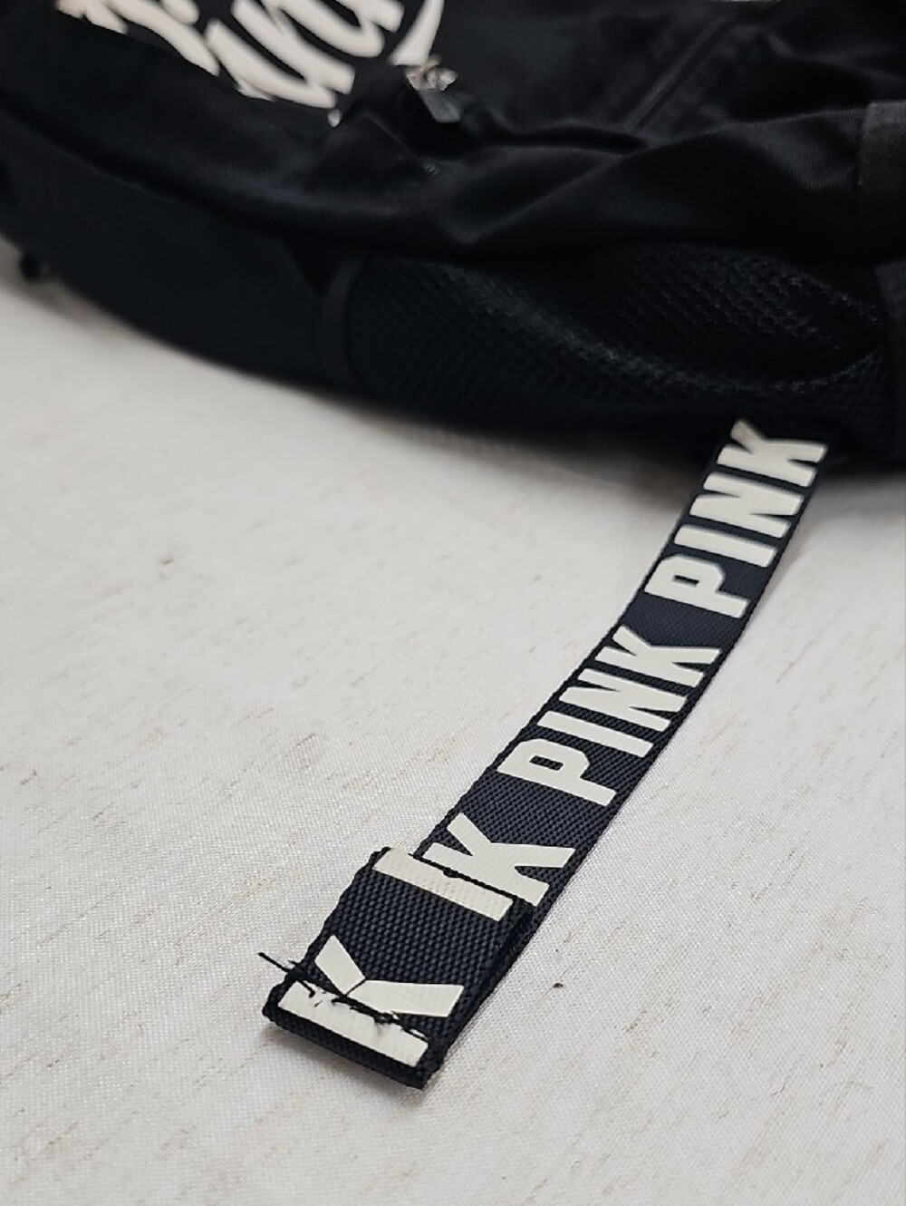 PINK Victoria's Secret Black Backpack with White Logo - Picture 2 of 6